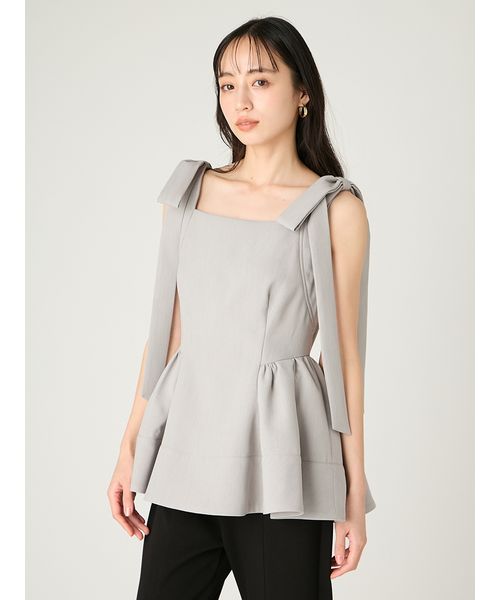 frayid ペプラムリボントップス　ブルー0サイズ WEB限定】リボンペプラムトップス／ウォッシャブル(508756475)｜阪急