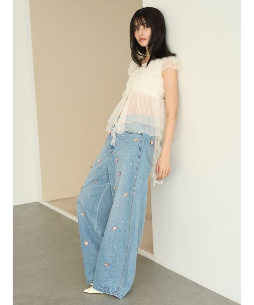 L.B CANDY STOCK]バリエーションビジューデニムパンツ(508770792