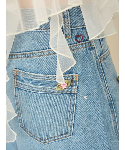 L.B CANDY STOCK]バリエーションビジューデニムパンツ(508770792
