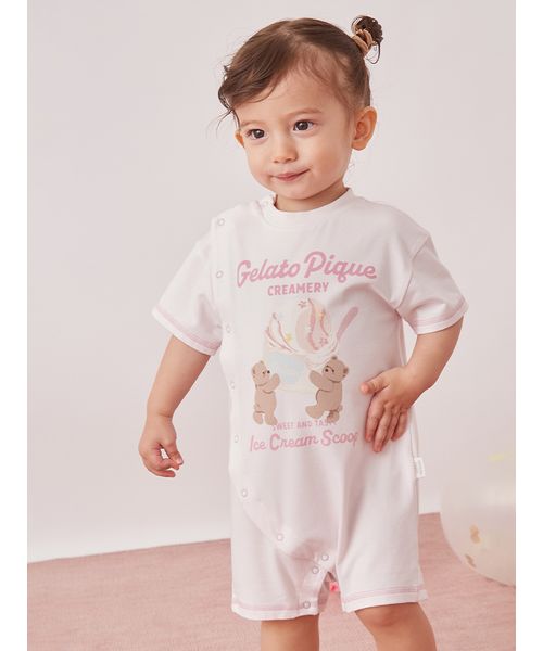 gelato pique イーブイロンパース 80~90 BABY】【接触冷感】アイスクリームベアワンポイントロンパース