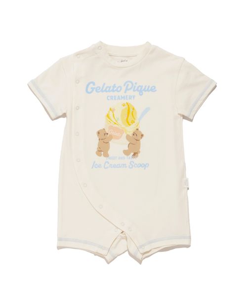 BABY】【接触冷感】アイスクリームベアワンポイントロンパース