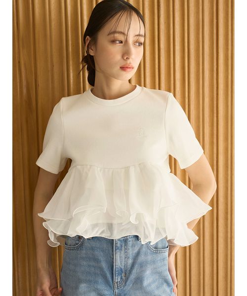 WEB限定カラーあり】ボリュームペプラムドッキングカットプルオーバー