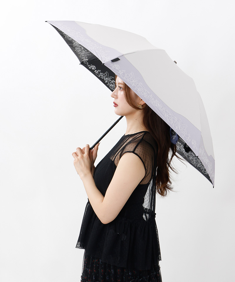 アナスイ ANNA SUI 切継ぎ刺しゅう晴雨兼用パラソル傘（折りたたみ傘
