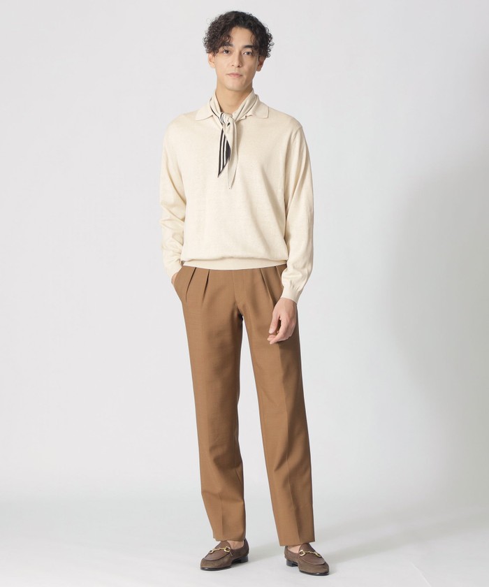 COLLECTION LINE】シルクコットン/スキッパーニットポロシャツ