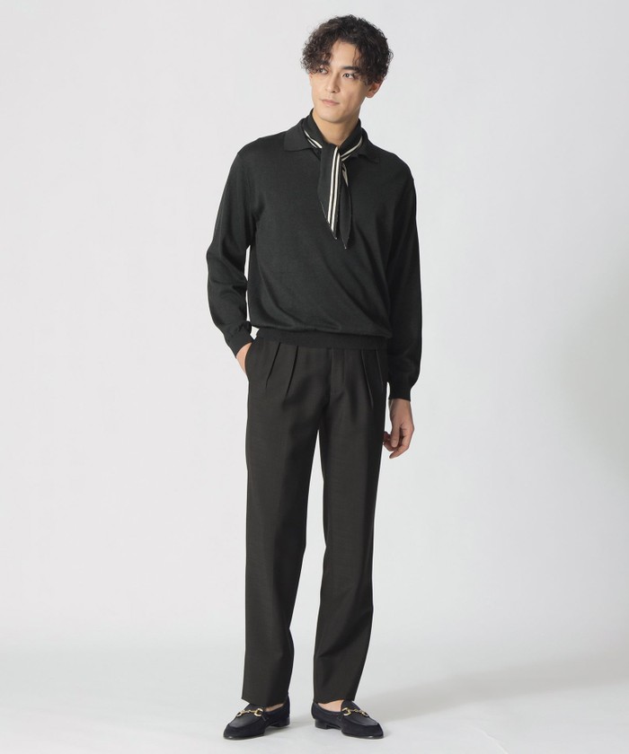 COLLECTION LINE】シルクコットン/スキッパーニットポロシャツ