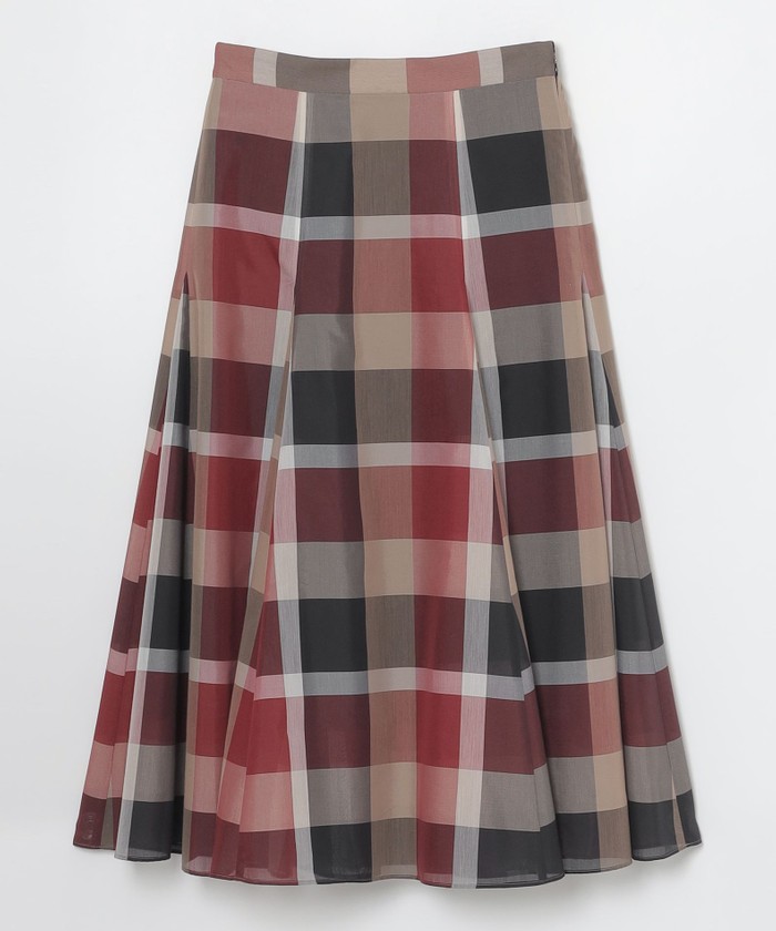 t0272／美品⭐︎クレストブリッジ チェック ソフティーボイル　フレアスカート クレストブリッジチェックシアーボイルフレアスカート(508759497
