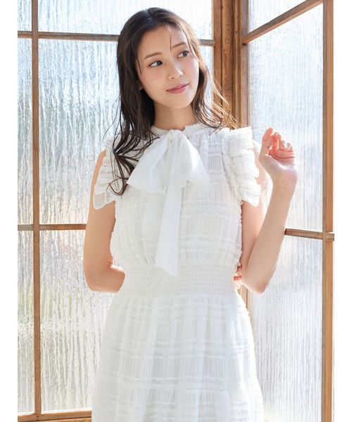 CELFORD【洗える】【接触冷感】フリルシフォンワンピース 美品 完売品 白 洗える】【接触冷感】フリルシフォンワンピース(508788684)｜阪急
