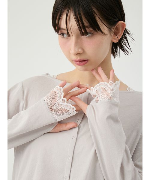新品タグ付　【UVカット/接触冷感】レースフーディトップス グレーベージュ UVカット/接触冷感】レースフーディトップス(508790612)｜阪急百貨店
