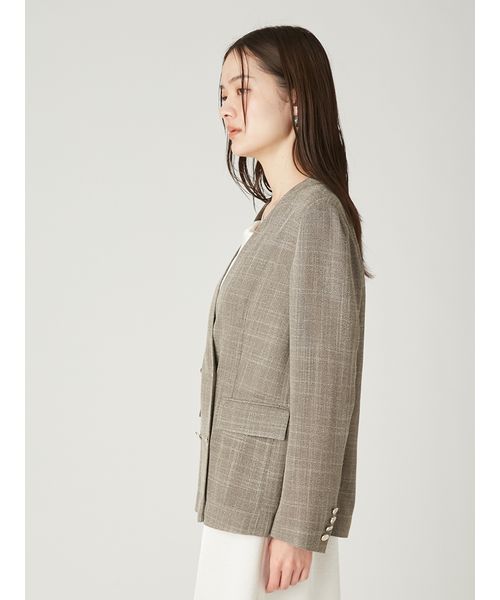 ノーカラーセミシアーカラミジャケット(508790836)｜阪急百貨店公式