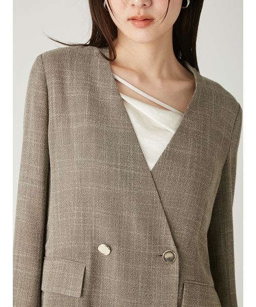 ノーカラーセミシアーカラミジャケット(508790836)｜阪急百貨店公式