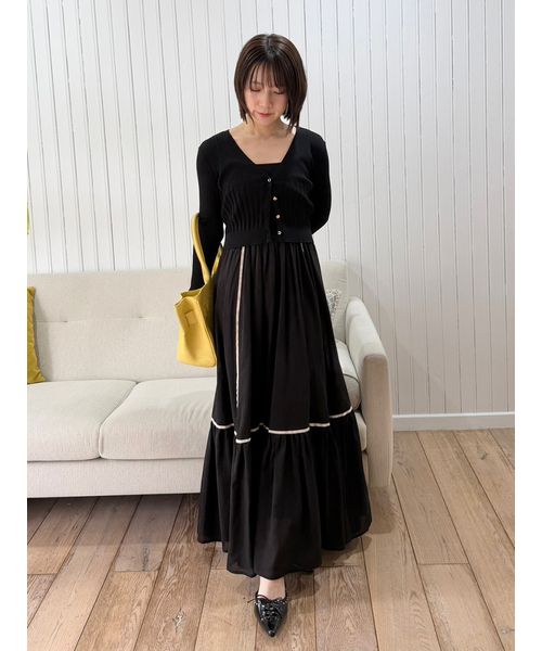 最終お値下げ!!美品GOTOHOLLYWOODインド綿ワンピース 限定カラー】【ウォッシャブル】ニットドッキングワンピース(508791743