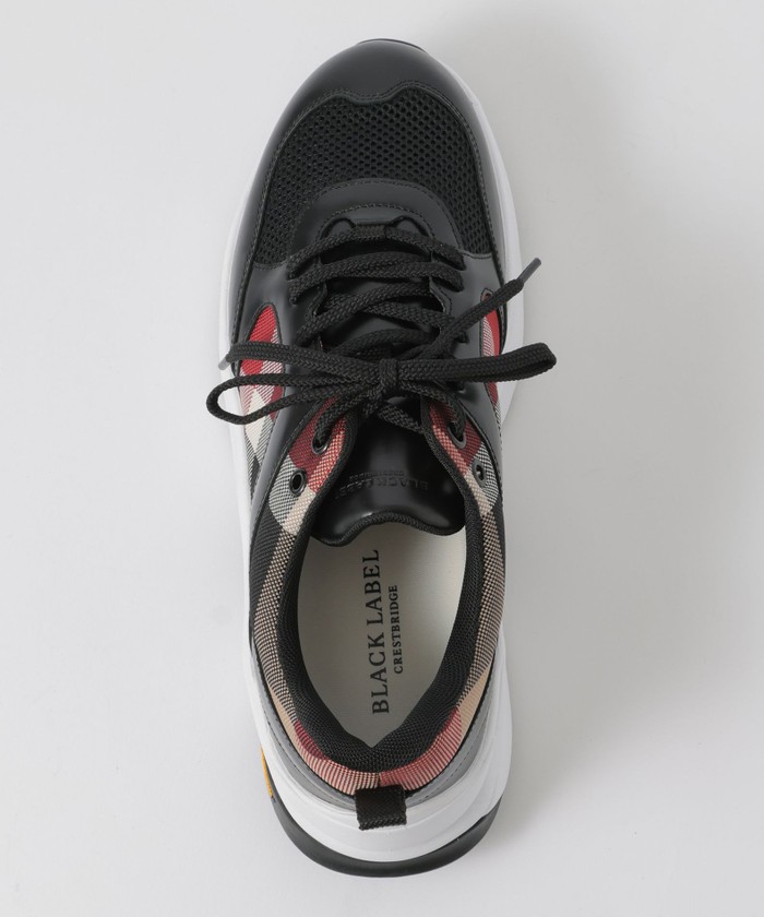 KenjiBLACK LABEL CRESTBRIDGE スニーカー27 BLACK.lab】レッドクレストブリッジチェックコンビビブラムスニーカー