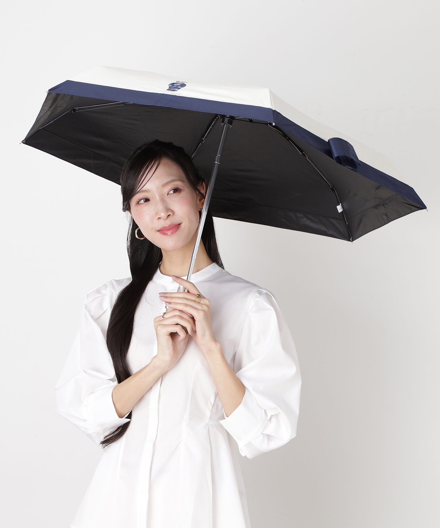 WEB限定】晴雨兼用折りたたみ日傘 楽折 ポロベア ワンポイント 遮光 遮