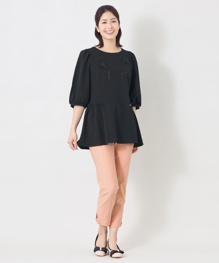トゥー ビー シック TO BE CHIC チューリップモチーフ ペプラムチュニ
