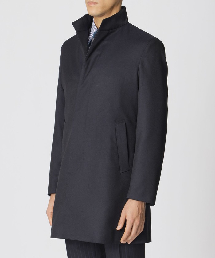 ウーステッドウール スタンドカラーコート(507793700)｜HANKYU MEN'S