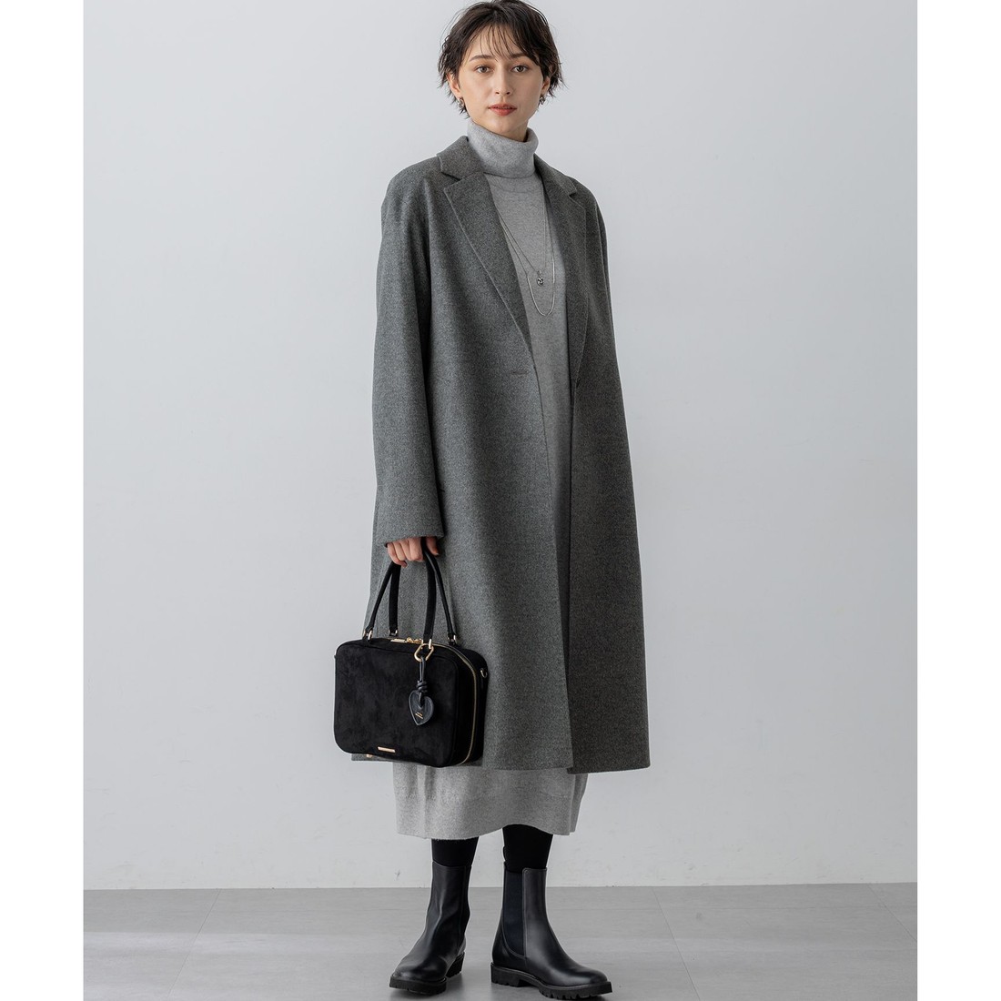 23区 【洗える】カシミヤブレンド タートルネック ニットワンピース