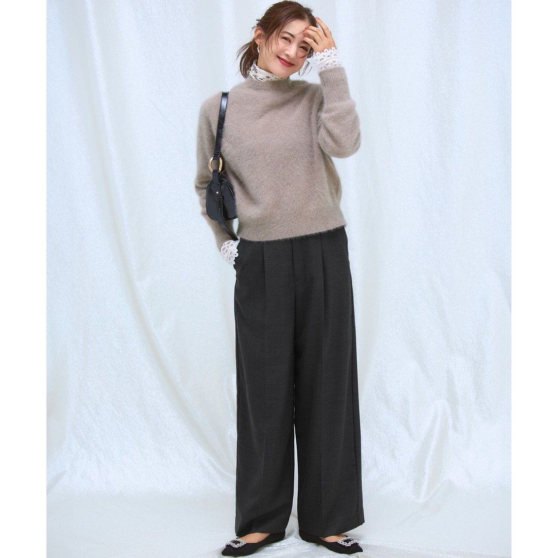 23区（大きいサイズ） フォックスカシミヤファー ショート丈 ニット