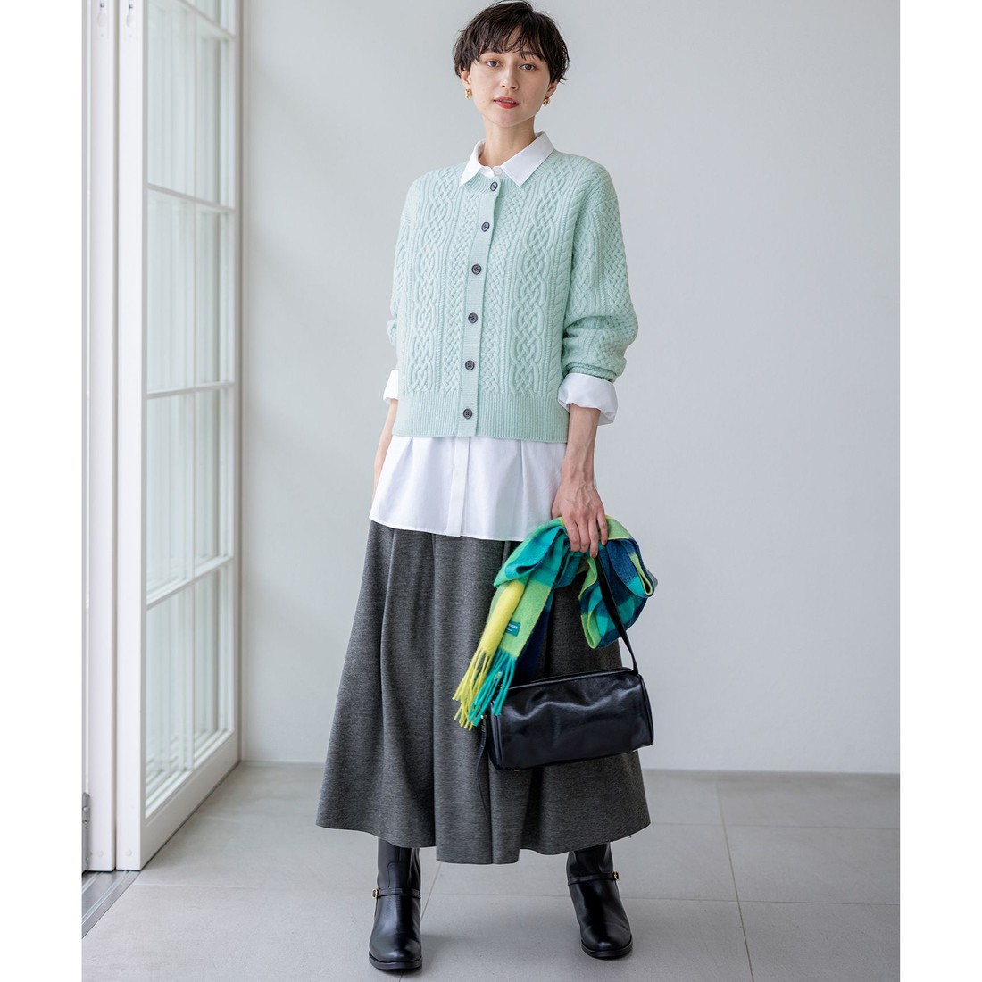 23区（大きいサイズ） 【洗える】カシミヤブレンド ケーブルニット