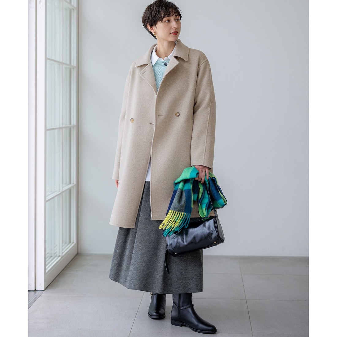 23区（大きいサイズ） 【洗える】カシミヤブレンド ケーブルニット