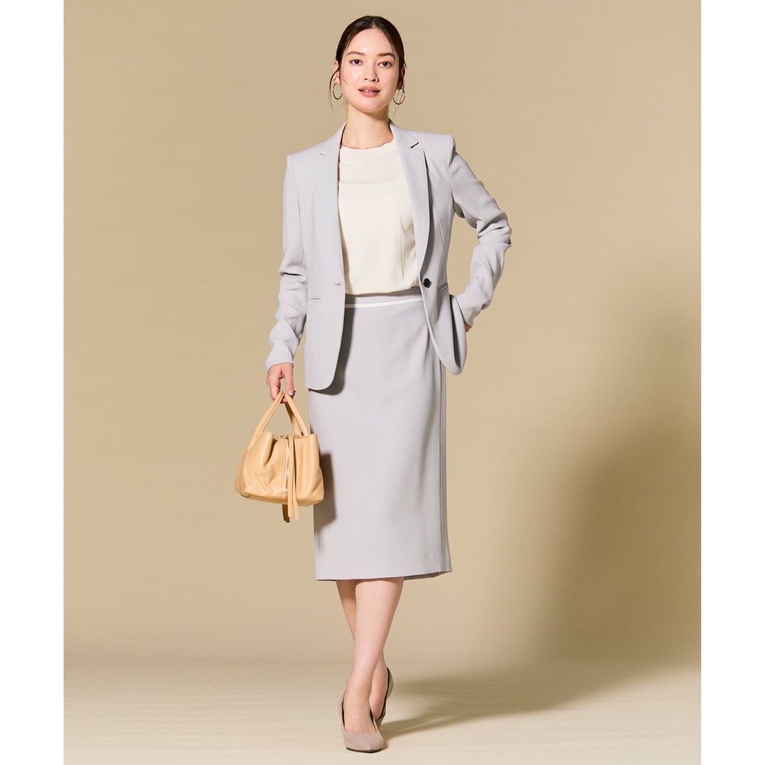 BEIGE ベイジ CINDY スカート 2 シンディ ライトグレー　新品 BEIGE， 【L－size・セットアップ対応】CINDY / タイトスカート