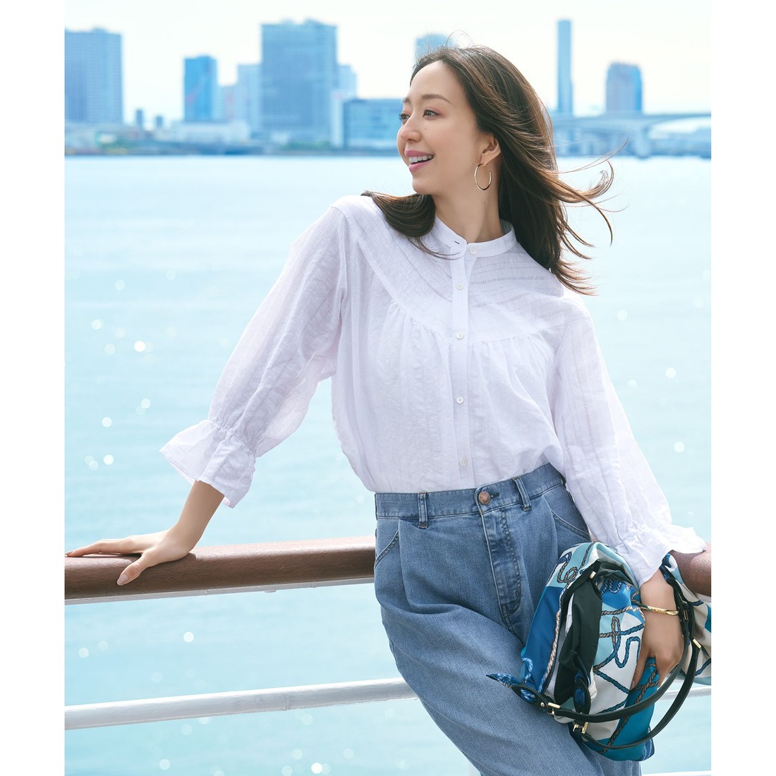23区 【Oggi6月号掲載/接触冷感】23区DENIM サマー タック ワイド