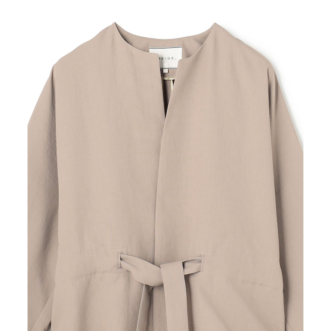 【極美品】BEIGE ベイジ PORDIC / ドロスト付ノーカラージャケット BEIGE， 【ロングセラー・新色追加】PORDIC / ドロスト付きノーカラー