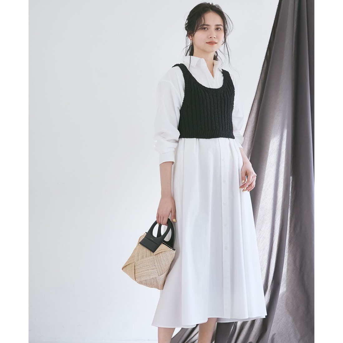 23区（大きいサイズ） 【SLOW/一部店舗限定】リボンヤーン ニット
