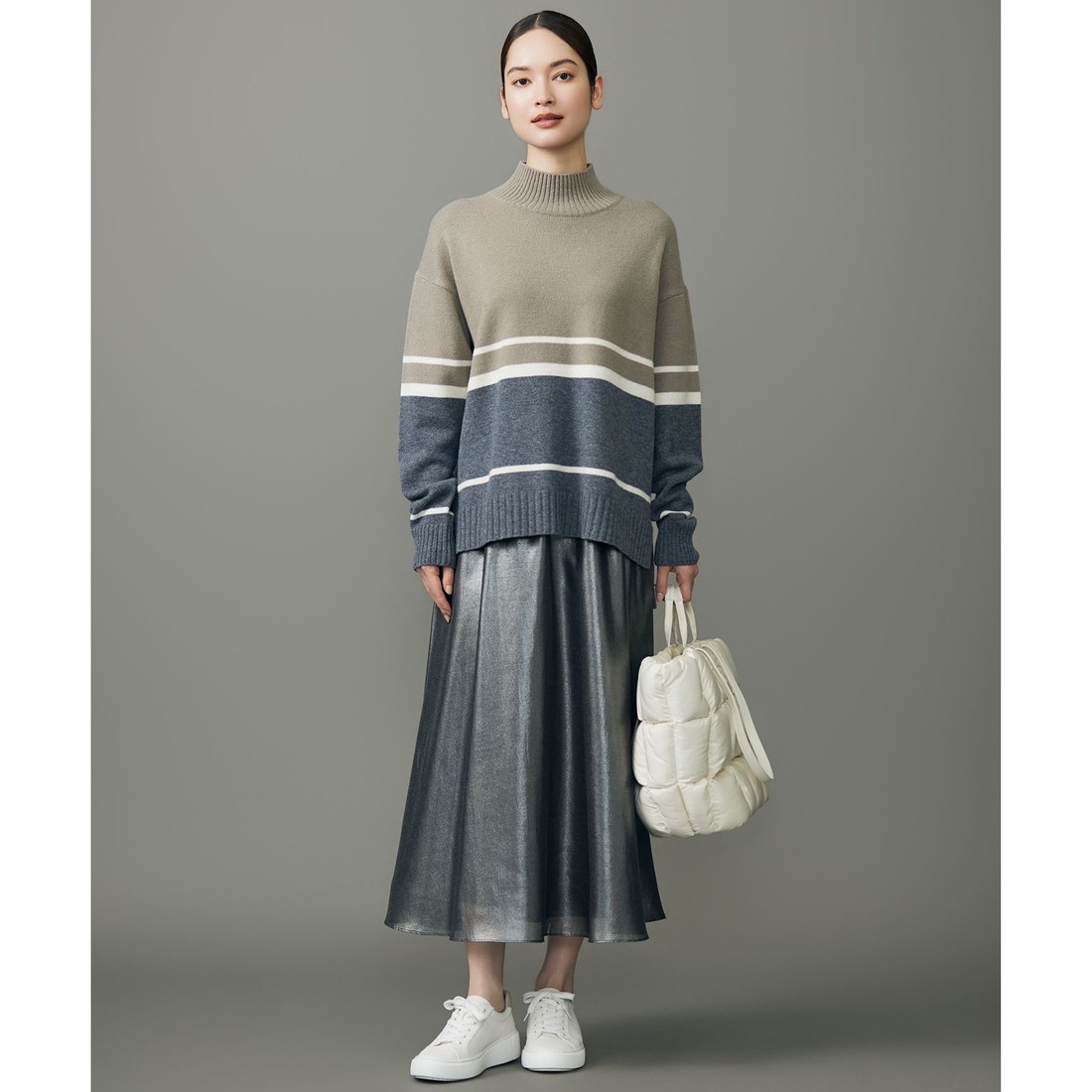 自由区 L 【洗える】ウールカシミヤブレンドハイネック ニット