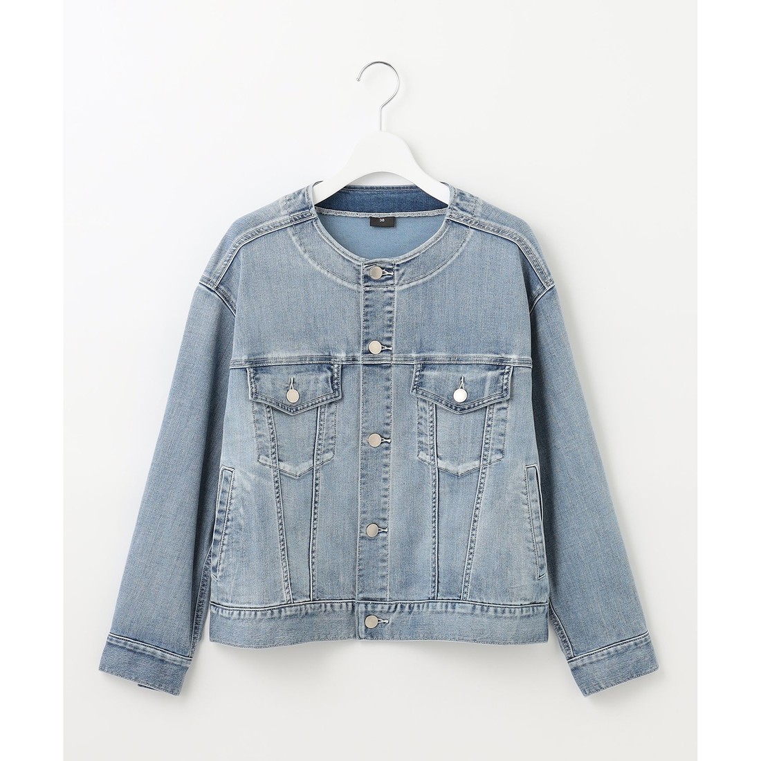 自由区 L 【洗える】USUKARU DENIM ノーカラージャケット(508874306