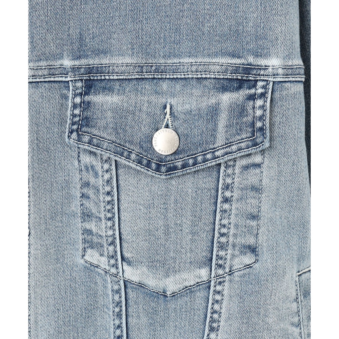 USUKARU DENIM ノーカラージャケット 自由区 L 【洗える】USUKARU DENIM ノーカラージャケット(508874306