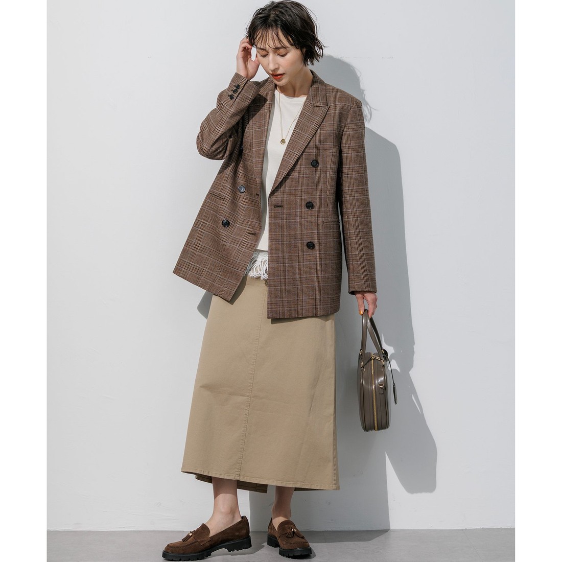 23区 BALLIクラシックウールクロス チェック柄 ダブルジャケット