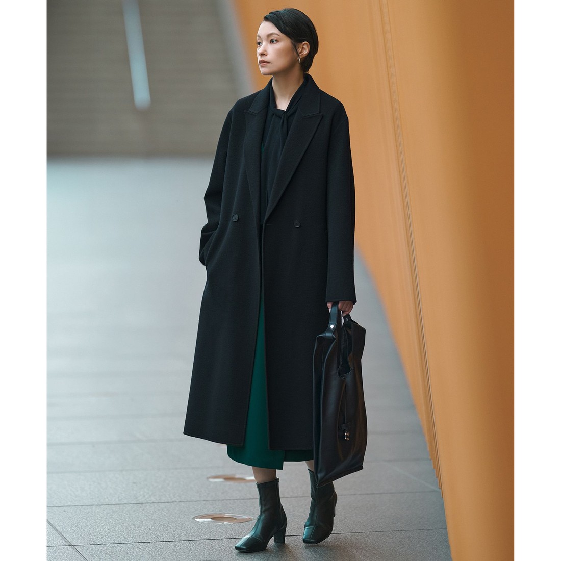 近年美品✨アイシービー カシミヤ混 ウエストベルトリバーコート チャコールグレー ICB WoolRever ロングコート(508919587)｜阪急百貨店公式通販サイト