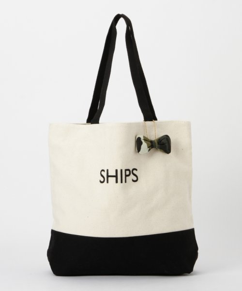 SHIPS WOMEN(シップス　ウィメン)/バイカラーエコバッグL/チャコールグレー