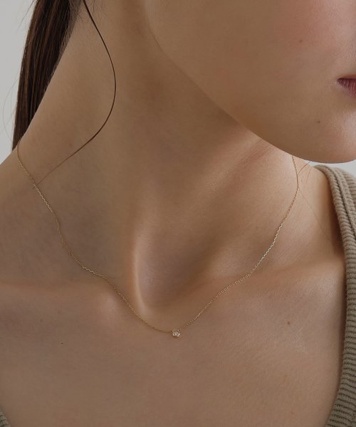 【K10】一粒ダイヤモンドネックレス 