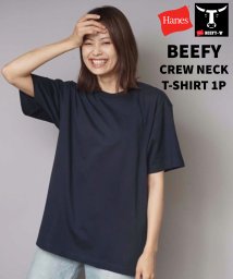 JEANS MATE(ジーンズメイト)/【HANES】BEEFY ビーフィー Tシャツ  1P　H5180 ヘビーウェイト タフで型崩れしにくい/ネイビー