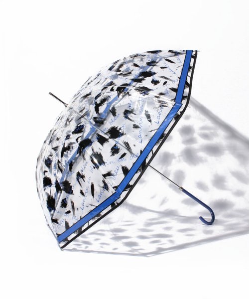 LANVIN en Bleu(umbrella)(ランバンオンブルー（傘）)/婦人ビニール筆タッチ柄長傘/ネイビーブルー