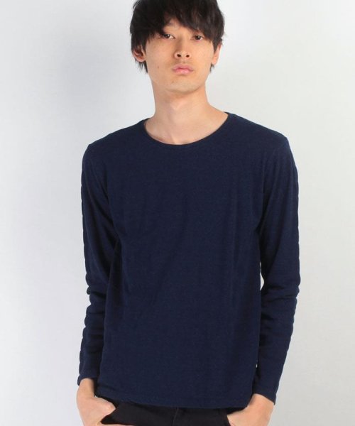 JEANS MATE(ジーンズメイト)/【BLUE　STANDARD】インディゴ無地クルーネックTシャツ/ネイビー