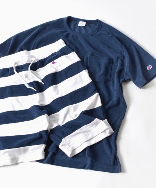 SHIPS MEN(シップス　メン)/【WEB限定】Champion×SHIPS: 別注 "TERRY CLOTH" パイル/ボーダー セットアップ/ネイビー