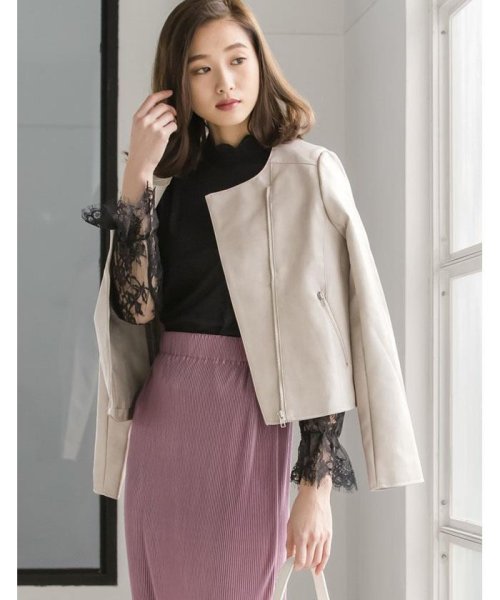 フェイクレザーノーカラーライダースジャケット リエディ Re Edit Magaseek