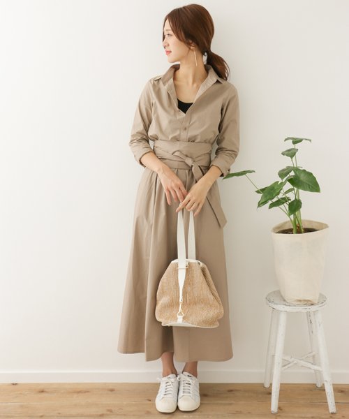 URBAN RESEARCH DOORS(アーバンリサーチドアーズ)/サッシュベルト付きワンピース/BEIGE