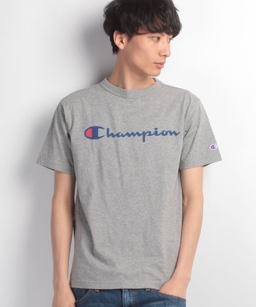 JEANS MATE(ジーンズメイト)/【CHAMPION】ロゴプリントTシャツ/グレー