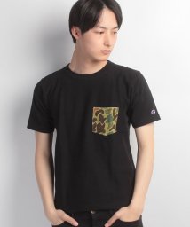 JEANS MATE(ジーンズメイト)/【CHAMPION】REVERSE　WEAVE　カモフラポケットTシャツ/ブラック