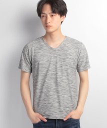 JEANS MATE(ジーンズメイト)/【FORT　POINT】タックボーダーVネックTシャツ/ライトグレー