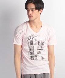 JEANS MATE(ジーンズメイト)/【FORT　POINT】フォトプリントVネックTシャツ/ライトピンクD