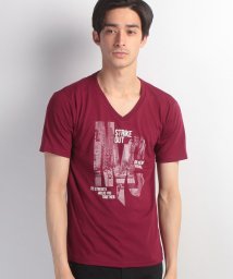 JEANS MATE(ジーンズメイト)/【FORT　POINT】フォトプリントVネックTシャツ/ワインE