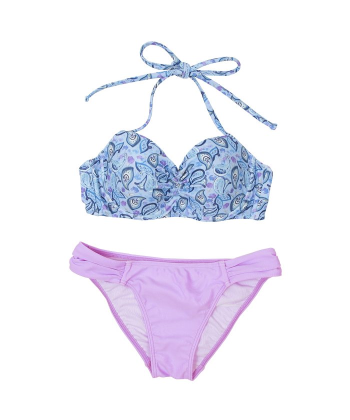 フラワーペイズリー柄フロントギャザービキニ 水着 シードレス Sea Dress Magaseek