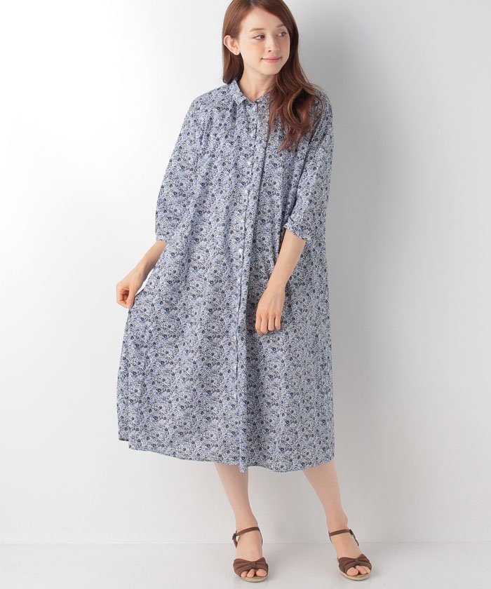 セール 花柄シャツ衿ギャザーワンピース サマンサ モスモス Samansa Mos2 Magaseek