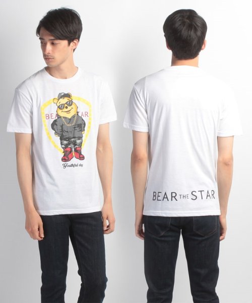 JEANS MATE(ジーンズメイト)/【BEAR　THE　STAR】プリントTシャツ/ホワイトA