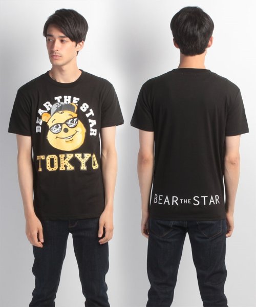 JEANS MATE(ジーンズメイト)/【BEAR　THE　STAR】プリントTシャツ/ブラックB