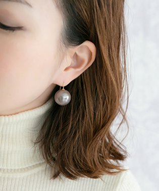 Phoebe/ビッグパールフックピアス　グレー/500362809